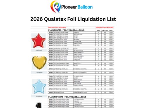 2026 Qualatex Foil Liquidation List